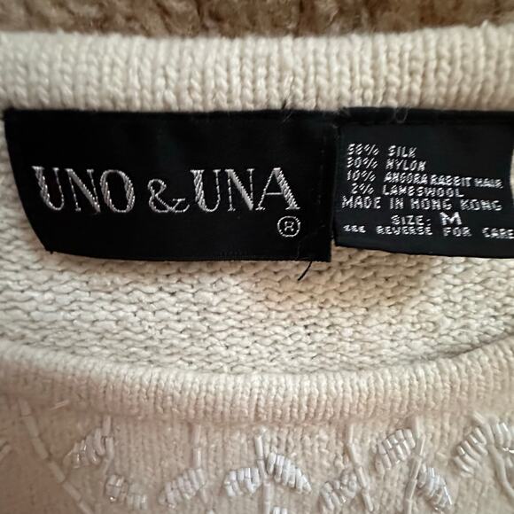 Vintage 90s Beaded Silk Angora Blend Sweater by Uno & Una - Picture 7 of 7